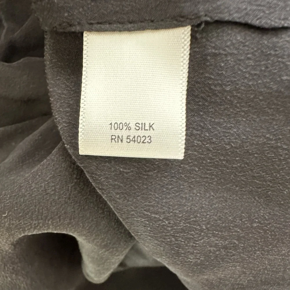 Banana Republic Black Silk Ruffle Elastic Tie Waist Top Blouse Medium - Picture 5 of 9